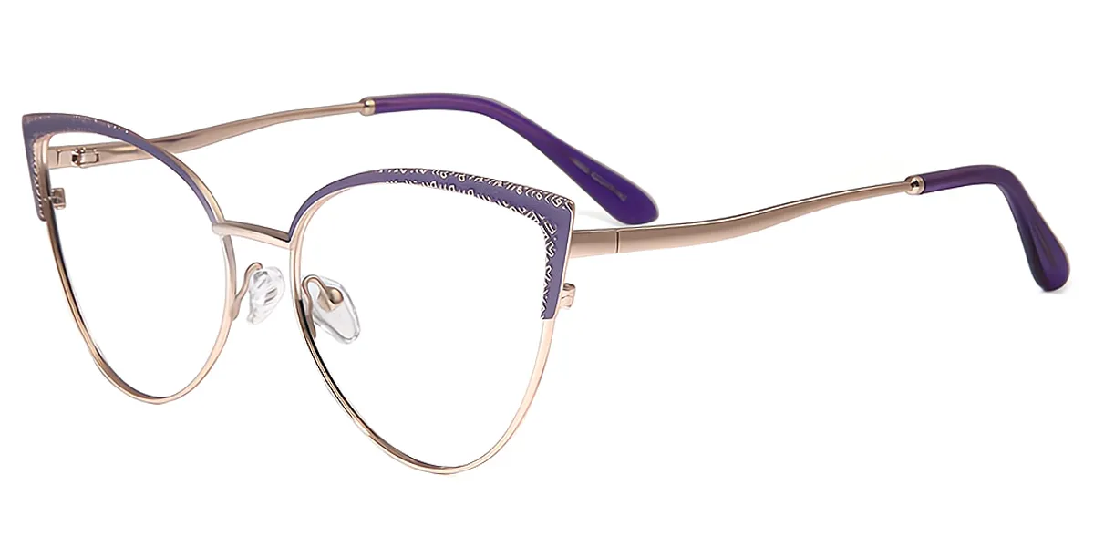 Purple Cat Eye Chic Metal Eyeglasses