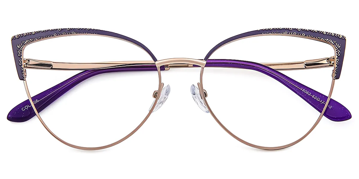 Purple Cat Eye Chic Metal Eyeglasses