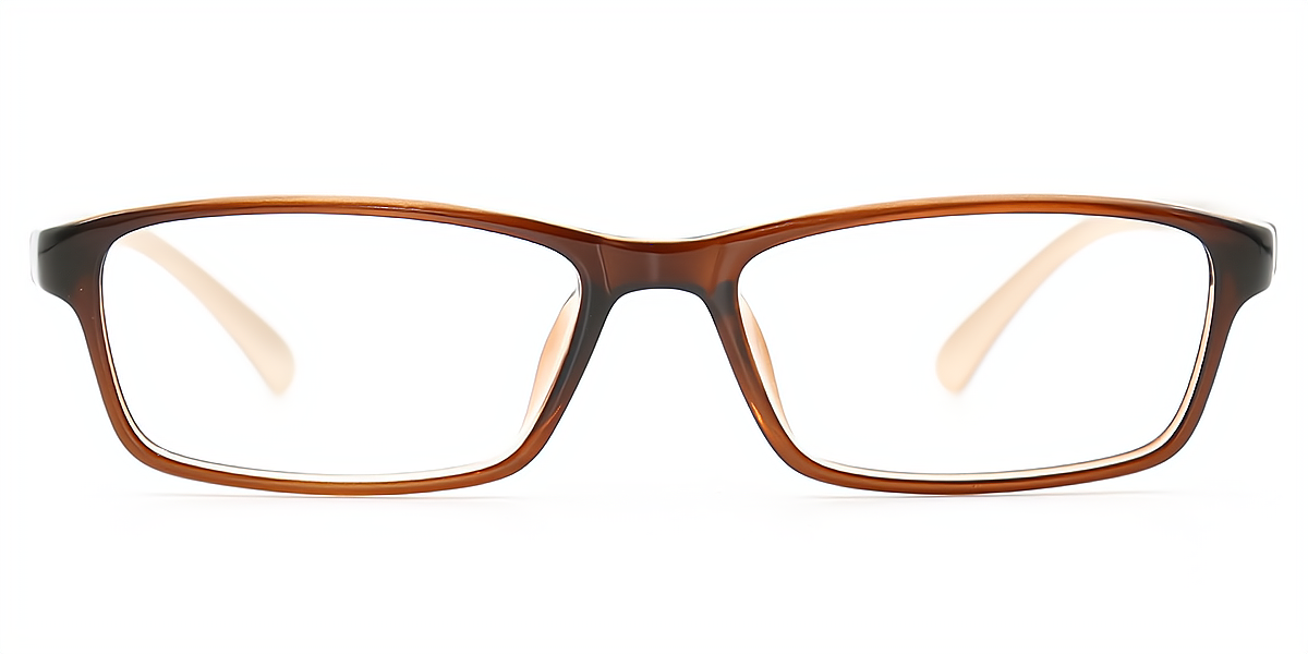 Brown Rectangle Lightweight TR90 Eyeglasses