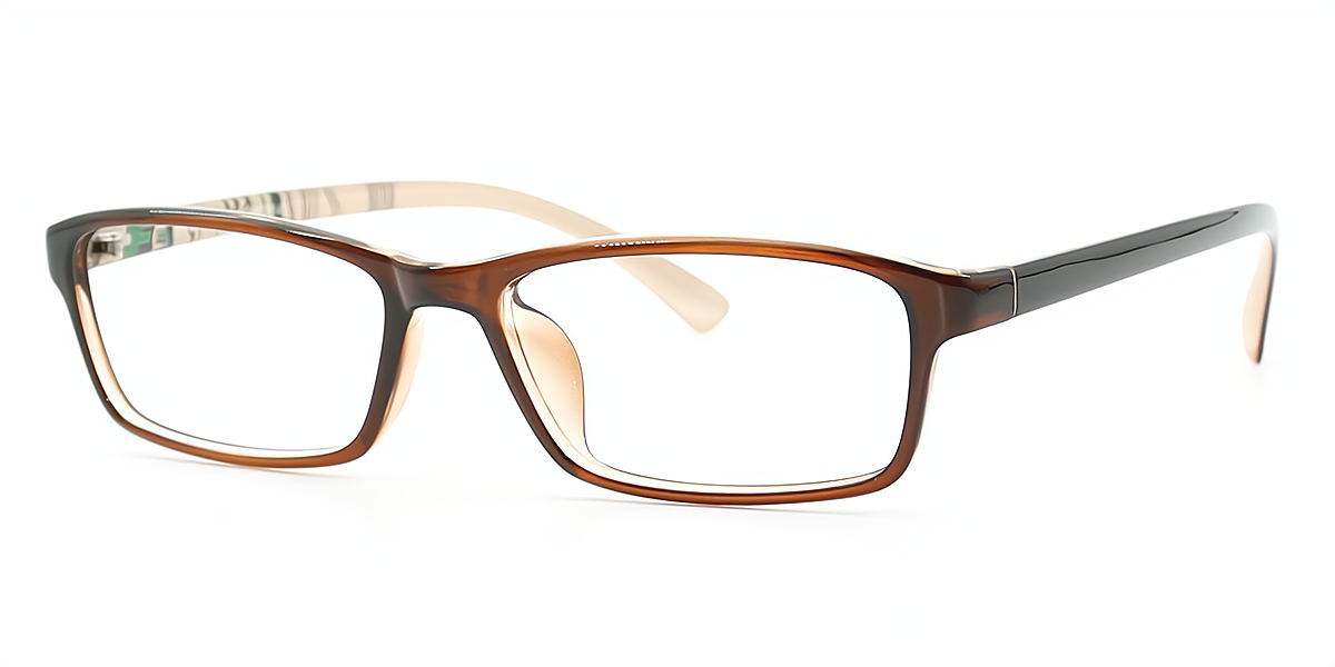 Brown Rectangle Lightweight TR90 Eyeglasses