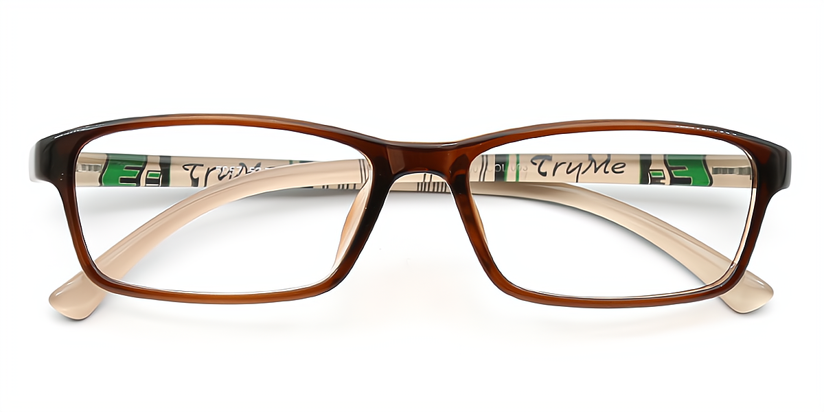 Brown Rectangle Lightweight TR90 Eyeglasses