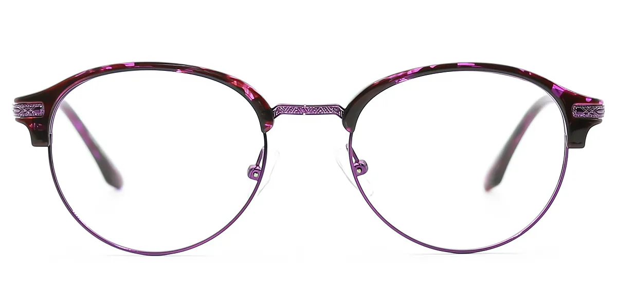 Purple Oval Classic Metal Eyeglasses
