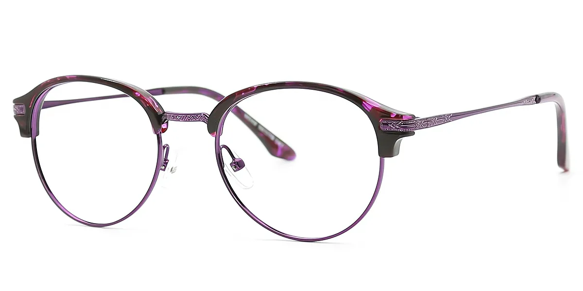 Purple Oval Classic Metal Eyeglasses