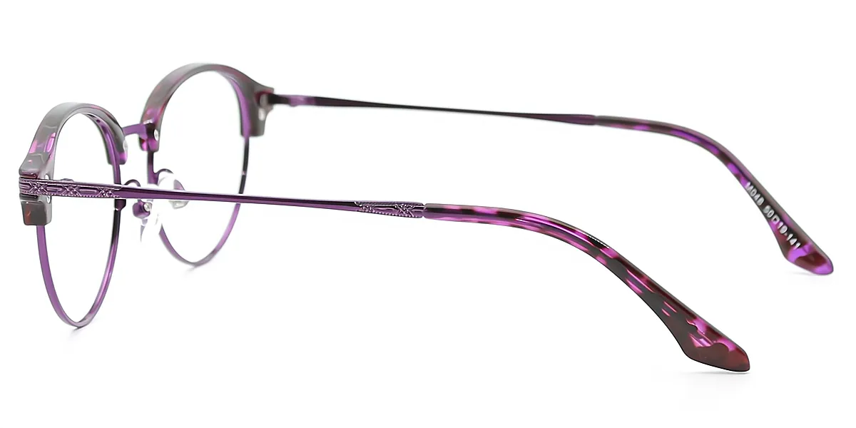 Purple Oval Classic Metal Eyeglasses