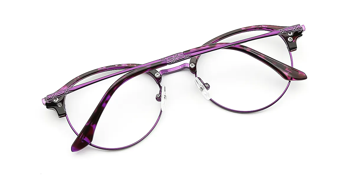 Purple Oval Classic Metal Eyeglasses
