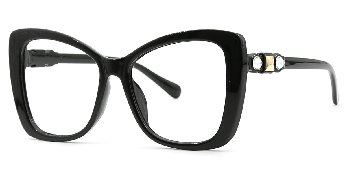 Black Butterfly Oversized Plastic Eyeglasses