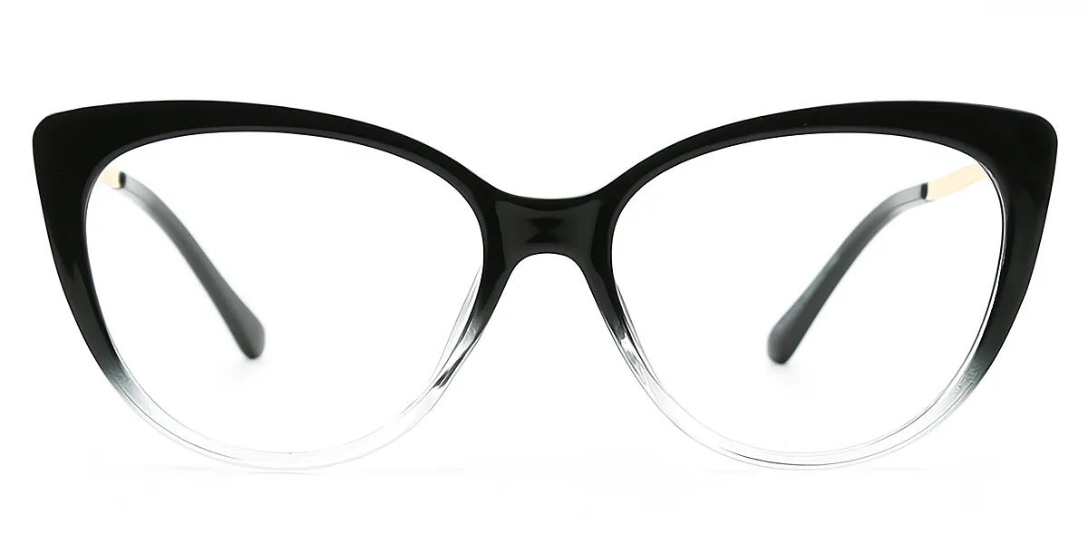 Black Gradient Cat Eye Hipster TR90 Eyeglasses