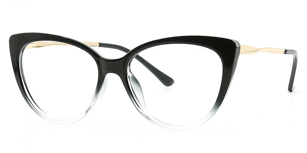Black Gradient Cat Eye Hipster TR90 Eyeglasses