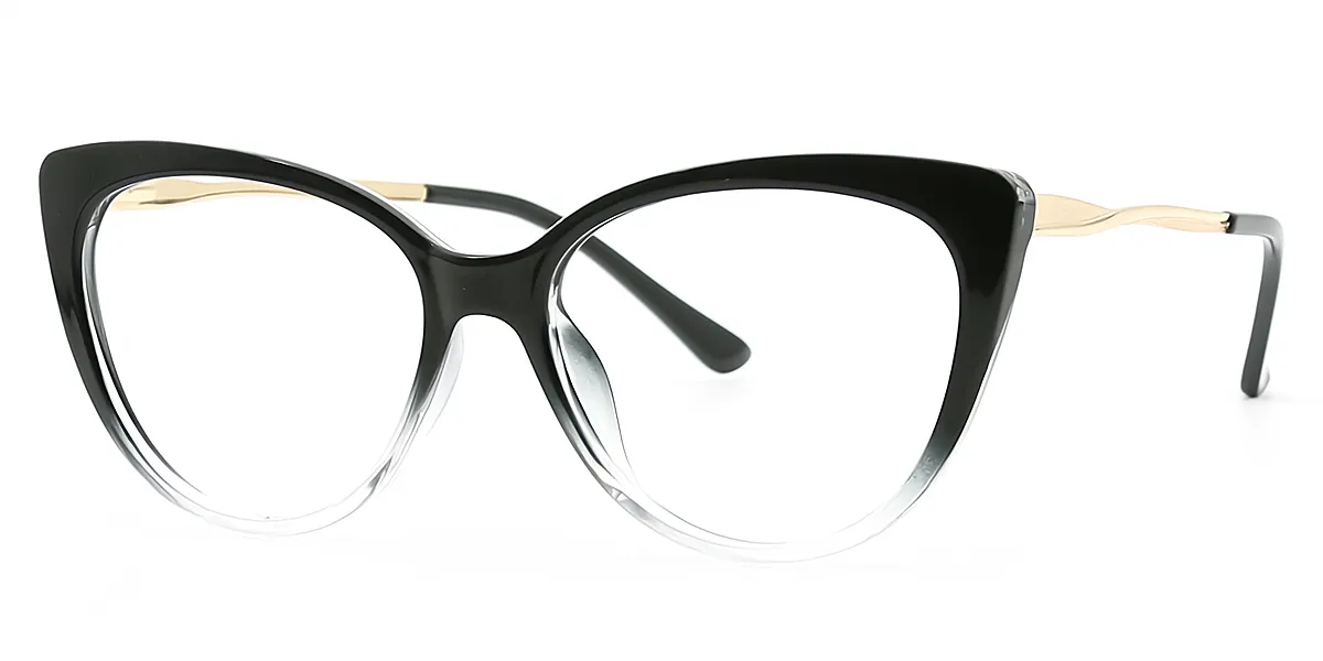 Black Gradient Cat Eye Hipster TR90 Eyeglasses
