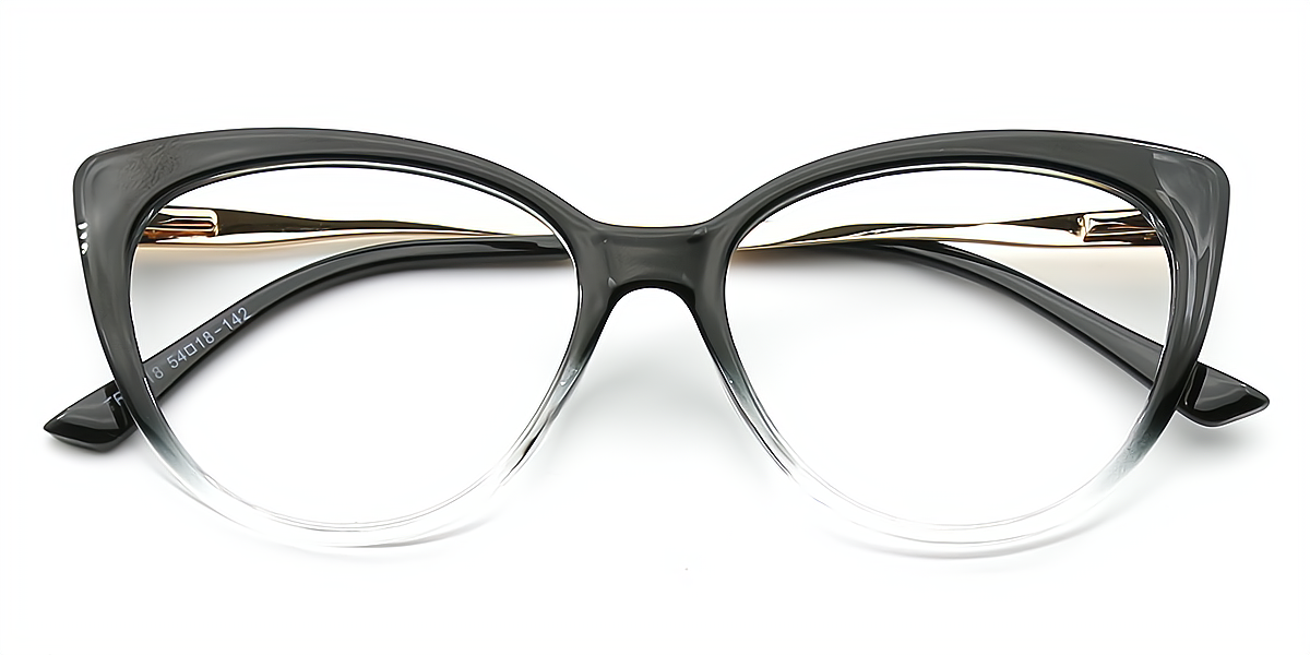 Black Gradient Cat Eye Hipster TR90 Eyeglasses