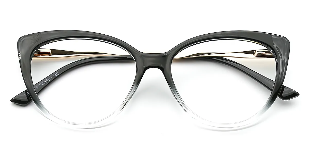Black Gradient Cat Eye Hipster TR90 Eyeglasses