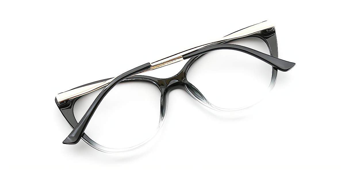Black Gradient Cat Eye Hipster TR90 Eyeglasses