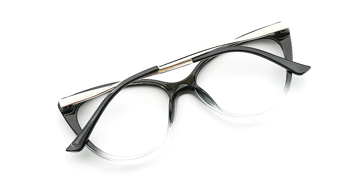 Black Gradient Cat Eye Hipster TR90 Eyeglasses