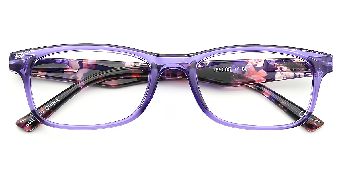 Light Purple Rectangle Elegant Plastic Eyeglasses