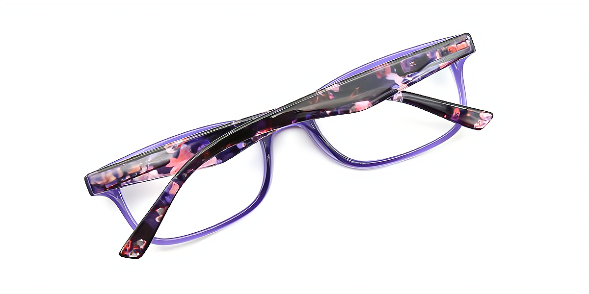 Light Purple Rectangle Elegant Plastic Eyeglasses