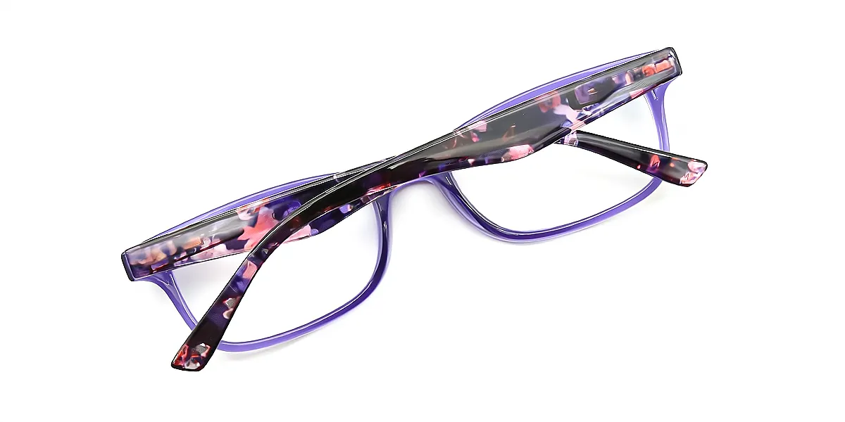 Light Purple Rectangle Elegant Plastic Eyeglasses