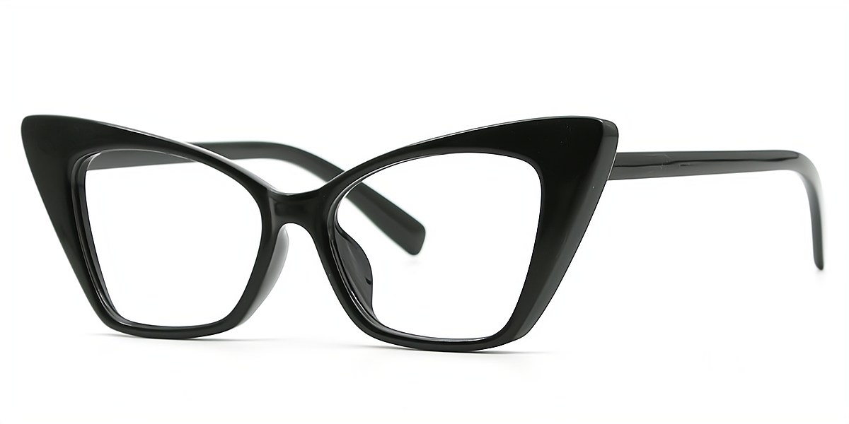 Black Cat Eye Unique Plastic Eyeglasses
