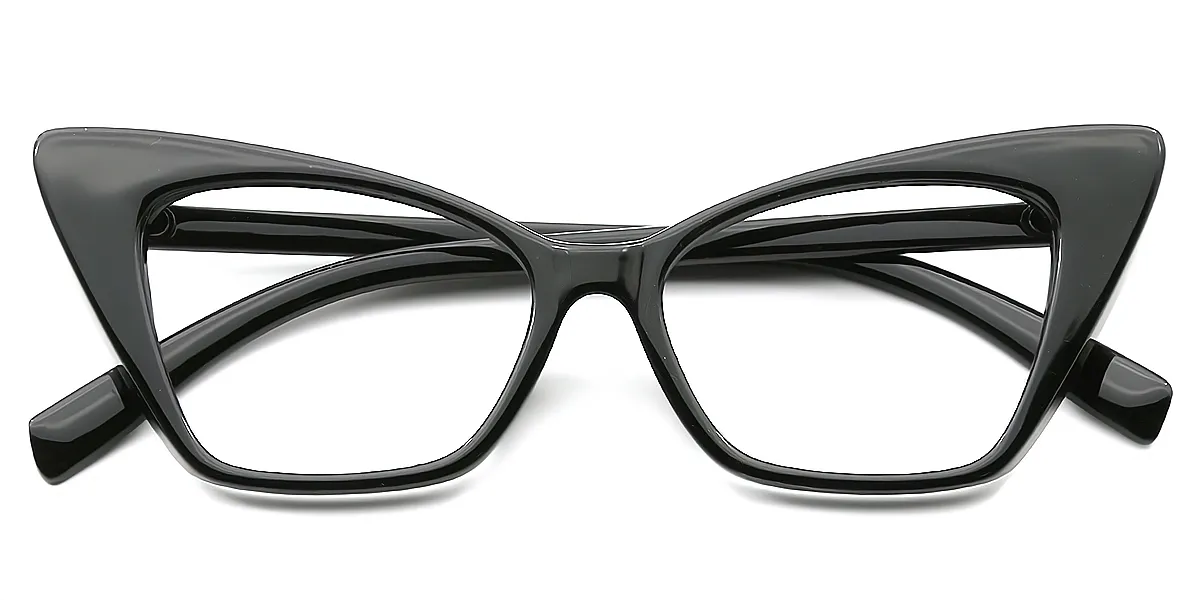 Black Cat Eye Unique Plastic Eyeglasses