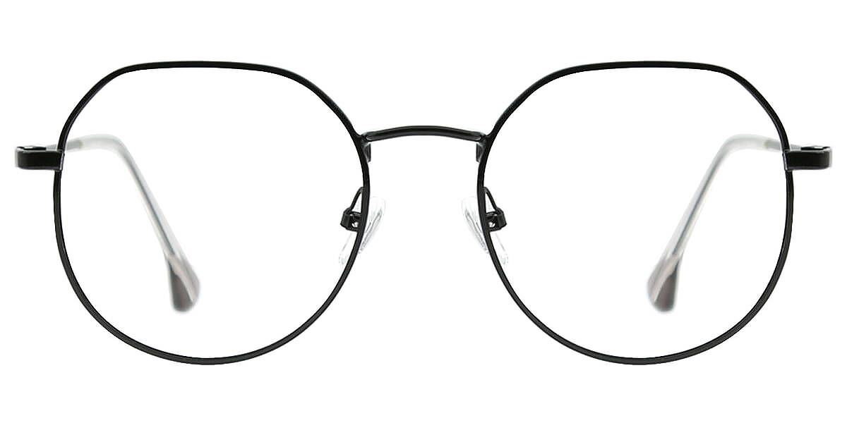 Black Geometric Sophisticated Metal Eyeglasses