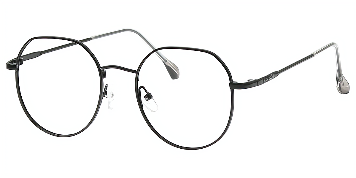 Black Geometric Sophisticated Metal Eyeglasses