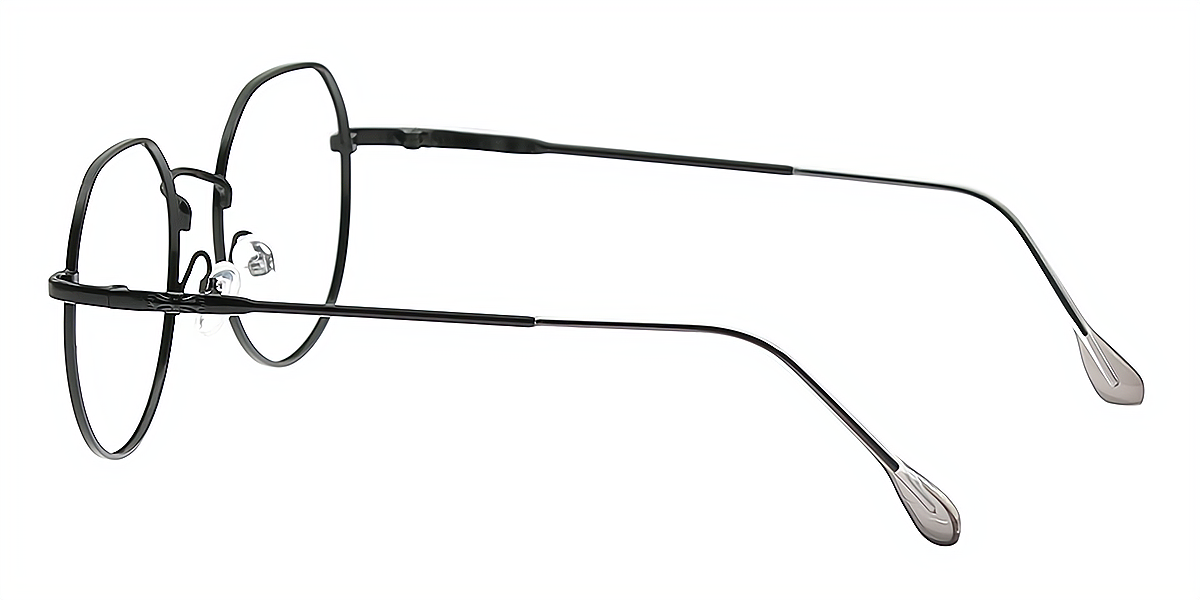 Black Geometric Sophisticated Metal Eyeglasses