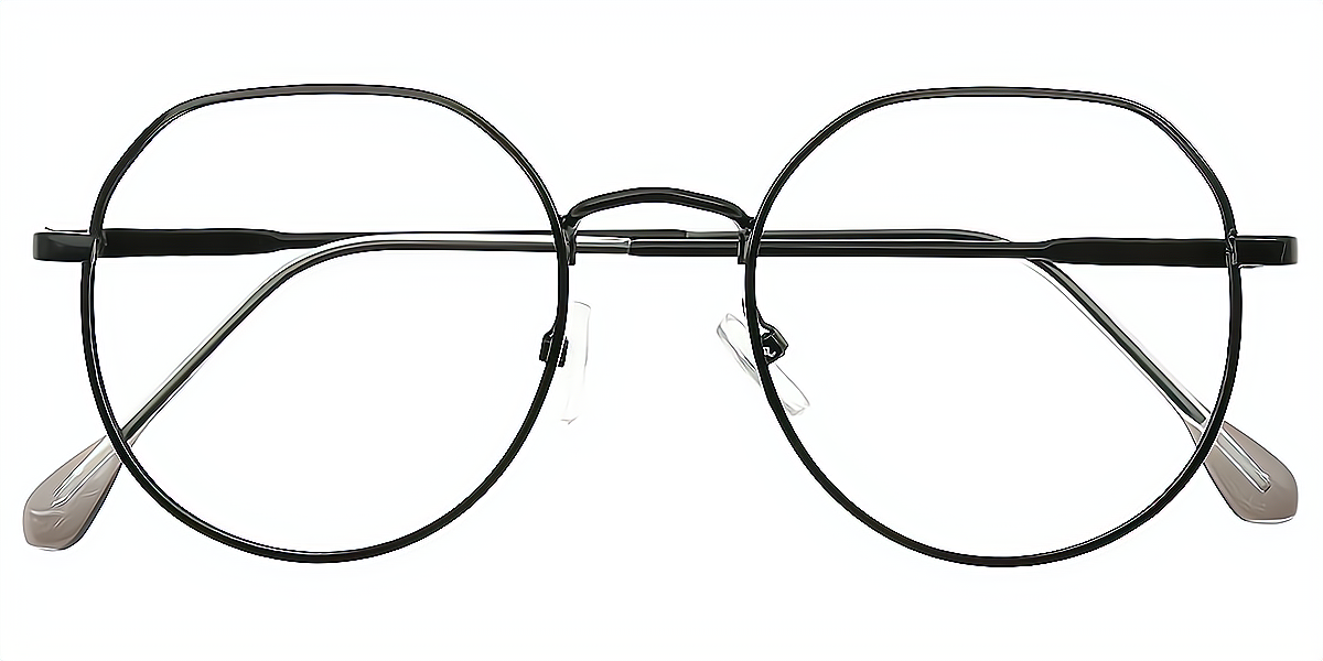 Black Geometric Sophisticated Metal Eyeglasses