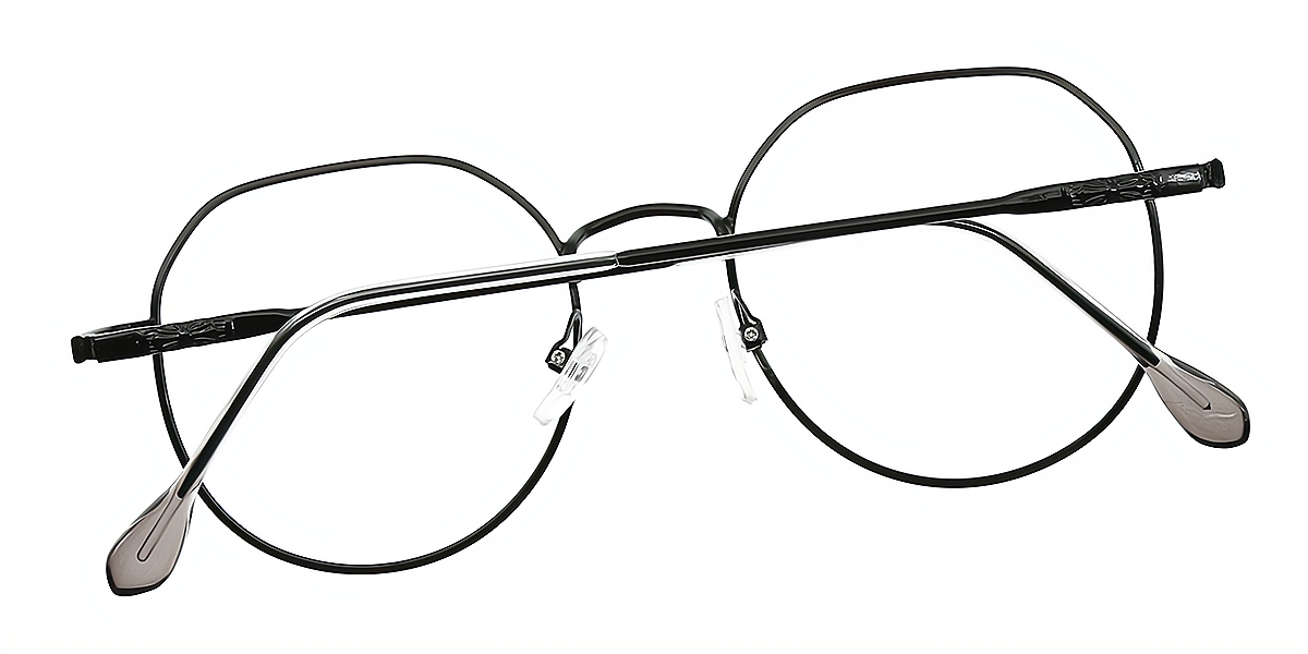 Black Geometric Sophisticated Metal Eyeglasses