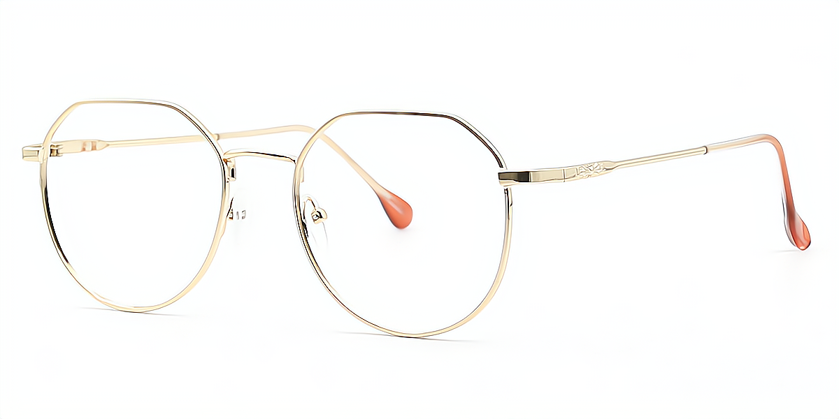 Golden Pink Geometric Sophisticated Metal Eyeglasses