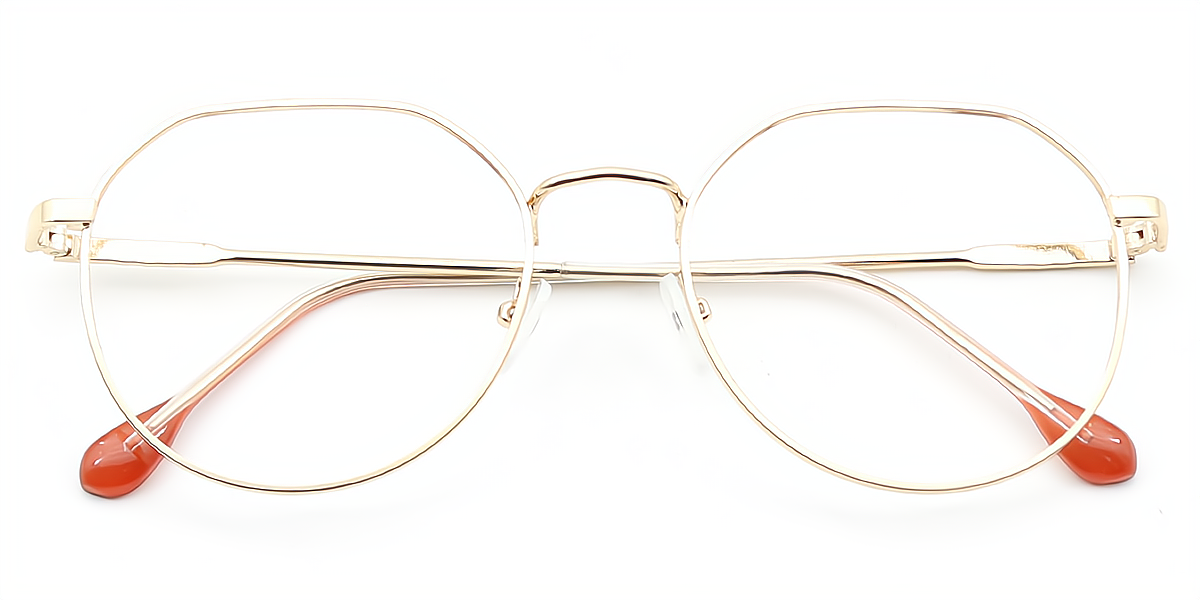 Golden Pink Geometric Sophisticated Metal Eyeglasses