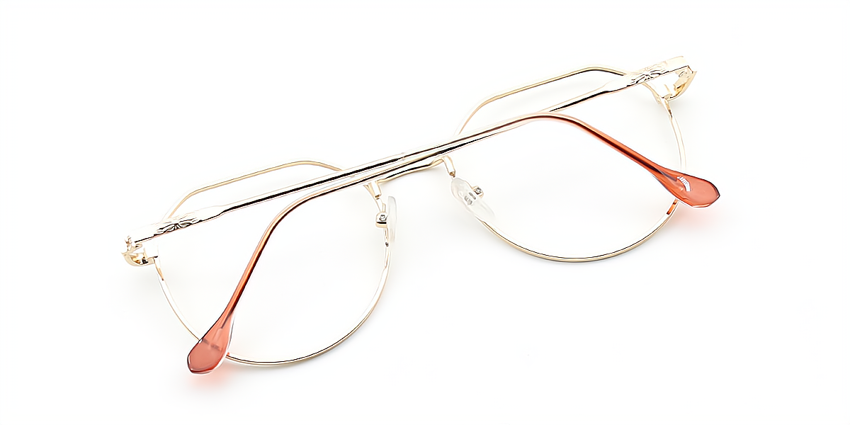 Golden Pink Geometric Sophisticated Metal Eyeglasses