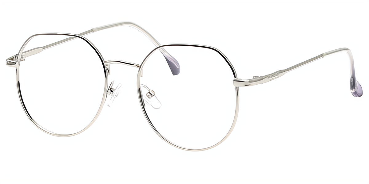 Silver Geometric Sophisticated Metal Eyeglasses