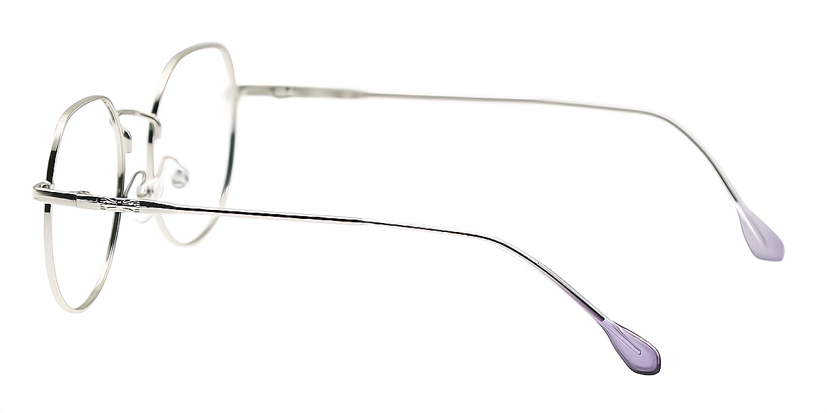 Silver Geometric Sophisticated Metal Eyeglasses