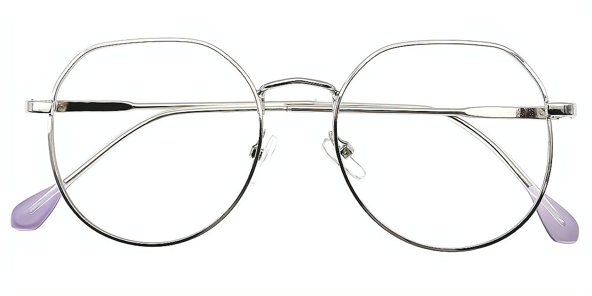 Silver Geometric Sophisticated Metal Eyeglasses