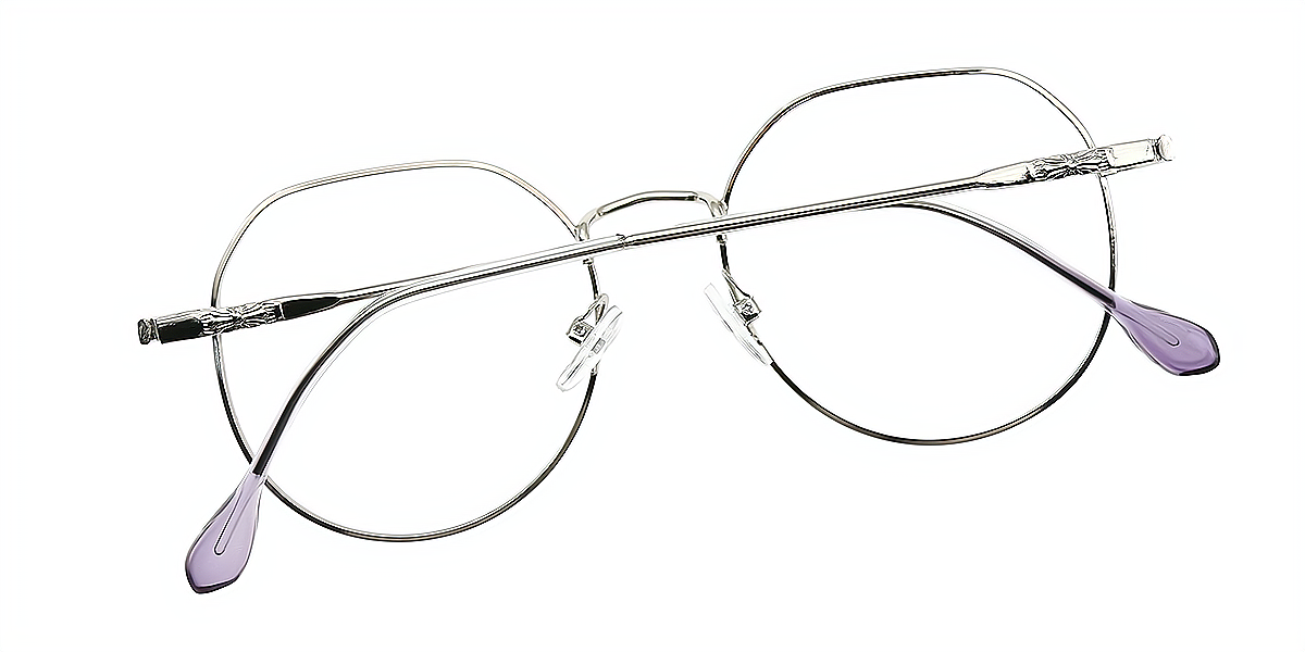 Silver Geometric Sophisticated Metal Eyeglasses