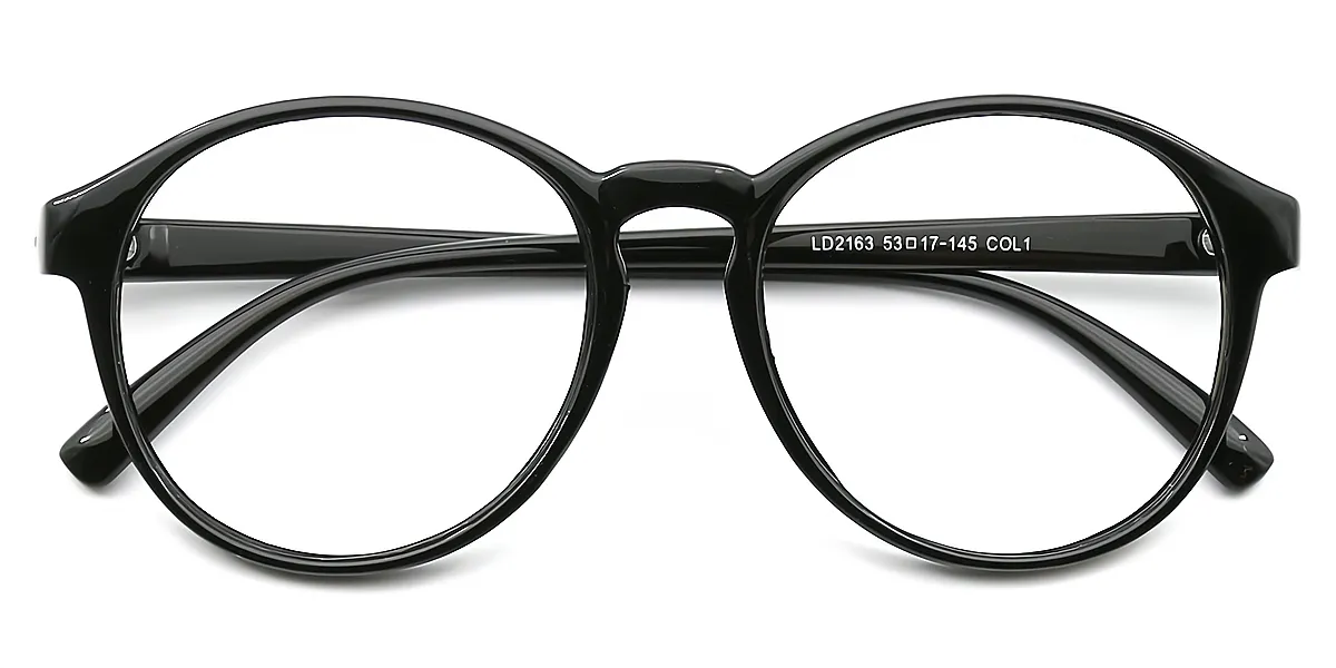 Black Oval Oversized Plastic Eyeglasses