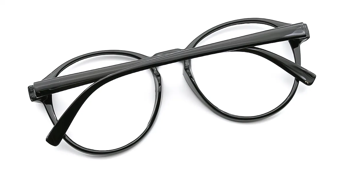 Black Oval Oversized Plastic Eyeglasses