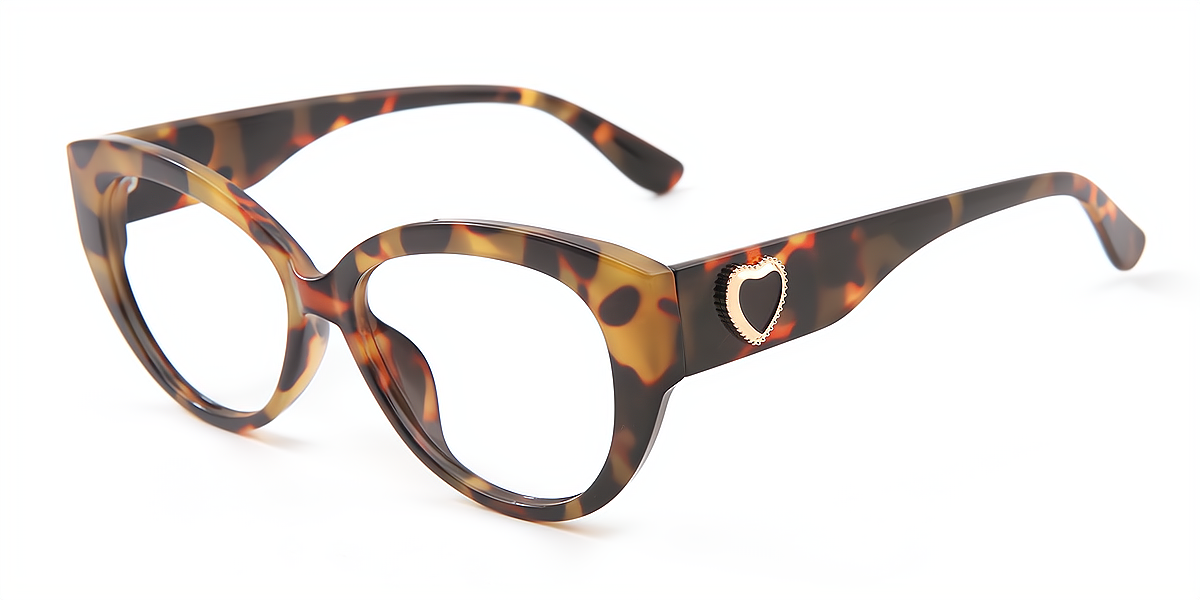 Tortoise Cat Eye Wide TR90 Eyeglasses