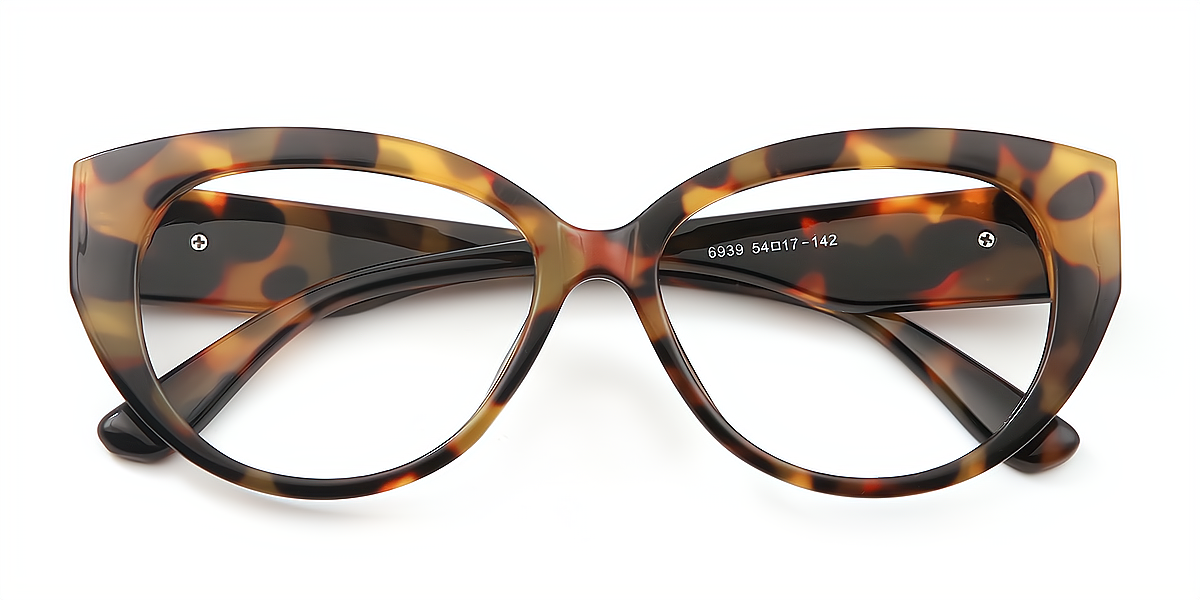 Tortoise Cat Eye Wide TR90 Eyeglasses