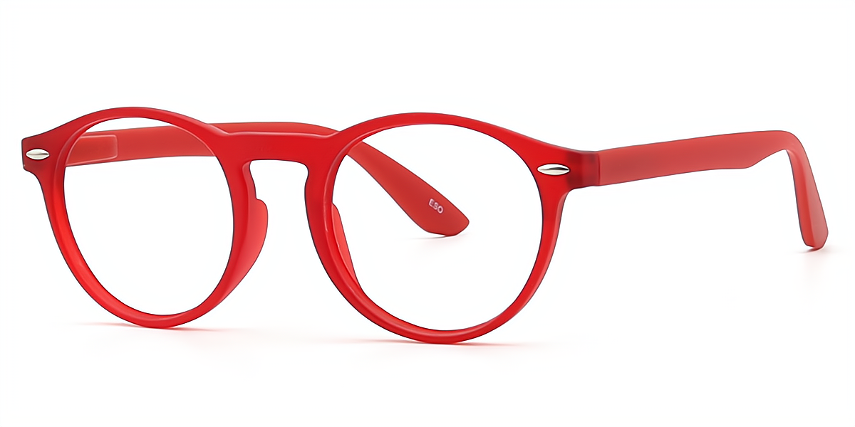 Red Round Classic Keyhole Bridge TR90 Eyeglasses