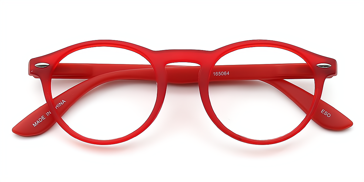 Red Round Classic Keyhole Bridge TR90 Eyeglasses