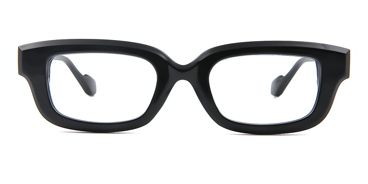 Black Rectangle Retro Narrow Acetate Eyeglasses