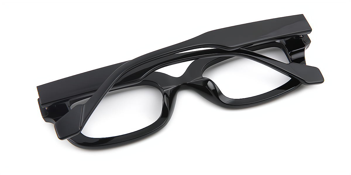 Black Rectangle Retro Narrow Acetate Eyeglasses