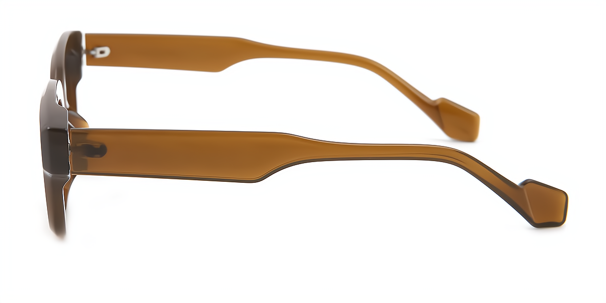 Brown Rectangle Retro Narrow Acetate Eyeglasses