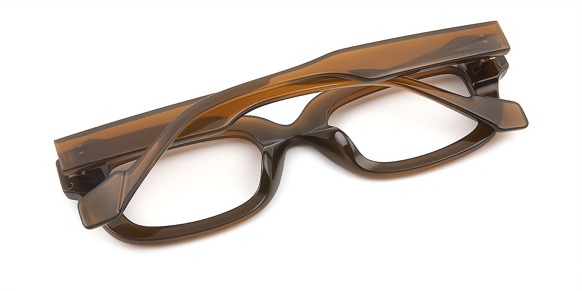 Brown Rectangle Retro Narrow Acetate Eyeglasses