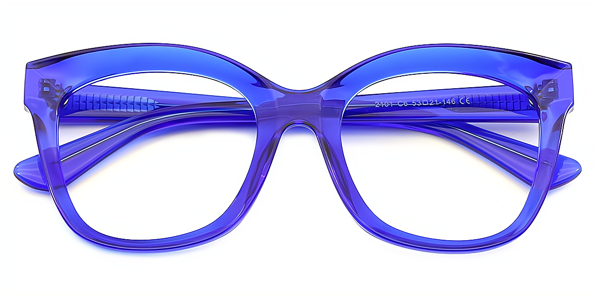 Blue Square Wide Modish Acetate Eyeglasses