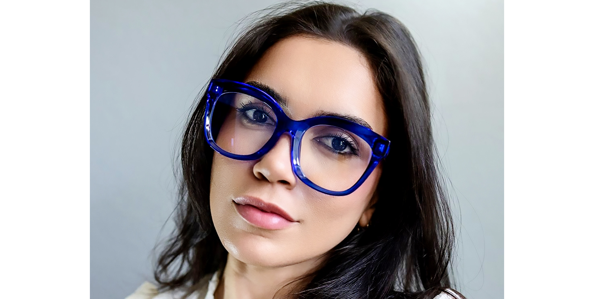 Blue Square Wide Modish Acetate Eyeglasses