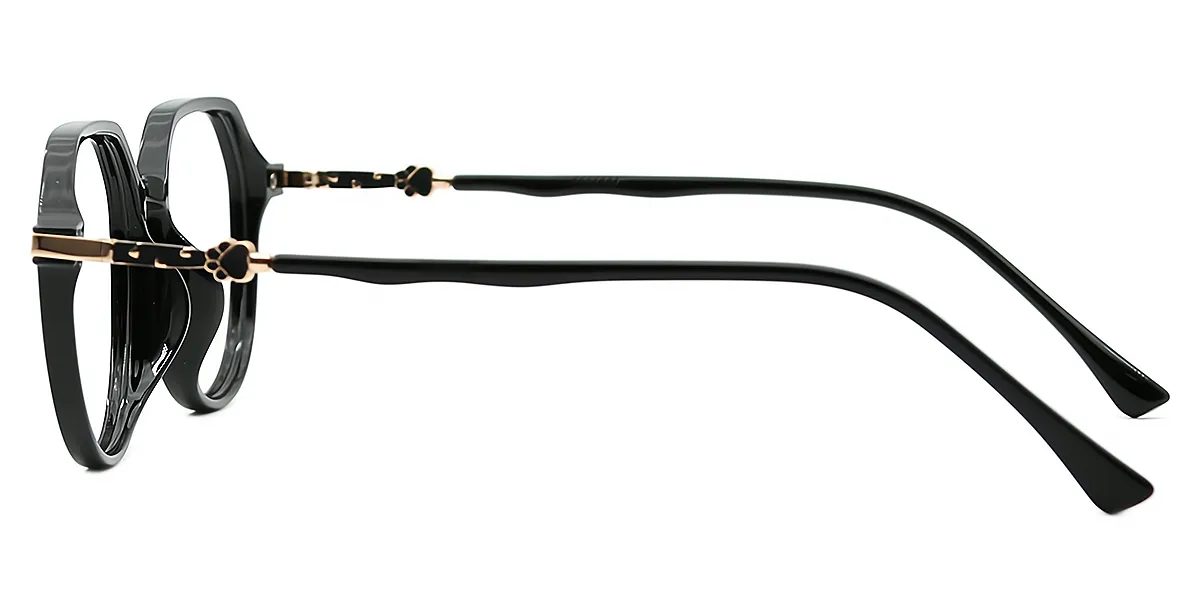 Black Geometric Modish Simple Mixed Materials Eyeglasses