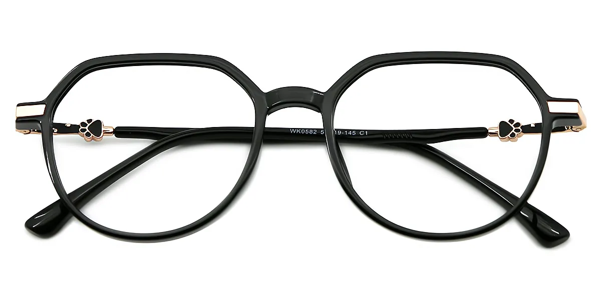 Black Geometric Modish Simple Mixed Materials Eyeglasses
