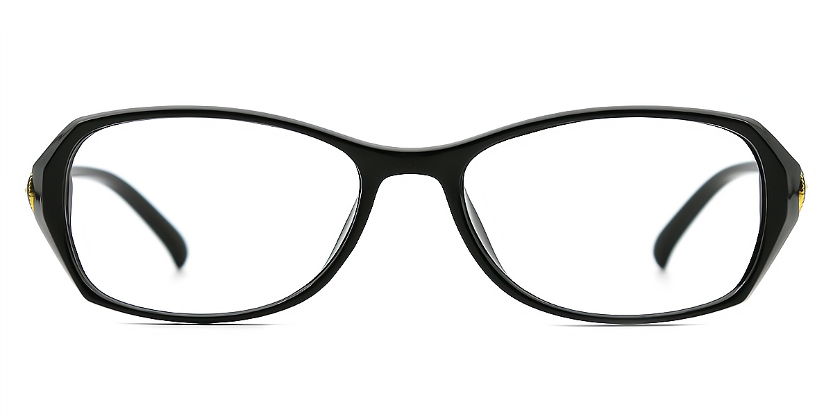 Black Rectangle Classic Plastic Eyeglasses