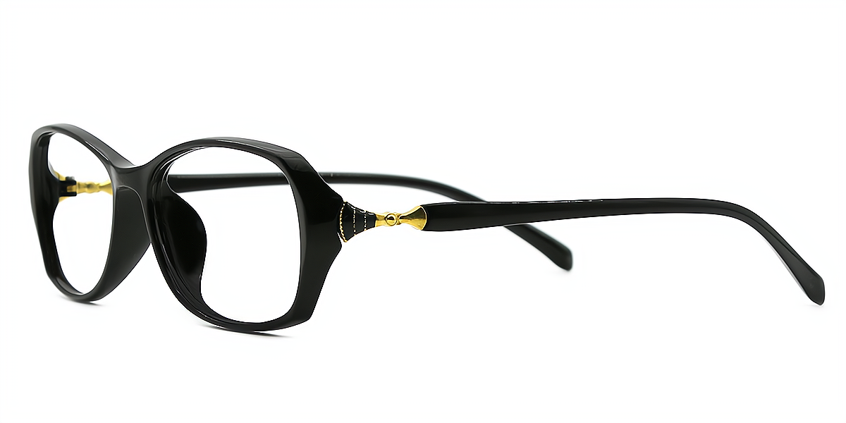 Black Rectangle Classic Plastic Eyeglasses